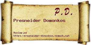 Presneider Domonkos névjegykártya